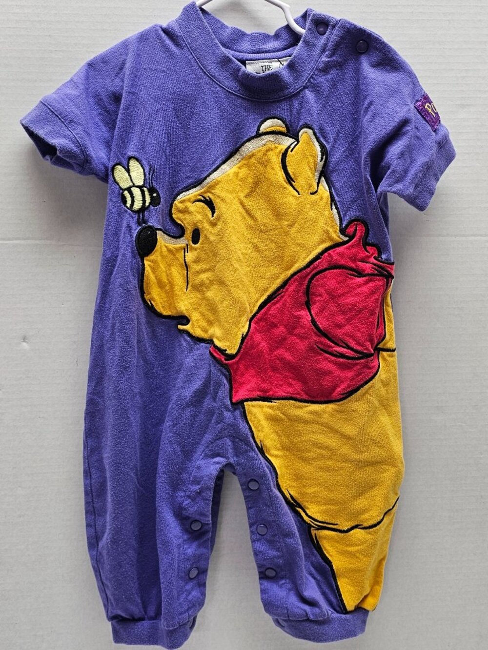 Vintage The Disney Store Winnie The Pooh One Piece Bee Purple Romper Outfit 12 M